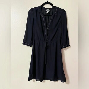 Little black dress cinched waist beaded details H&M sheer with lining size 6